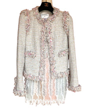 Load image into Gallery viewer, CHANEL PINK GRAY “POODLE” LESAGE FANTASY TWEED 2004 JACKET SKIRT SET
