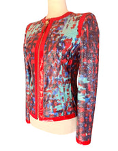 Load image into Gallery viewer, VERSACE PATENT JACKET SIZE 38 PRISTINE SPECTACULAR RED BLUE TURQUOISE
