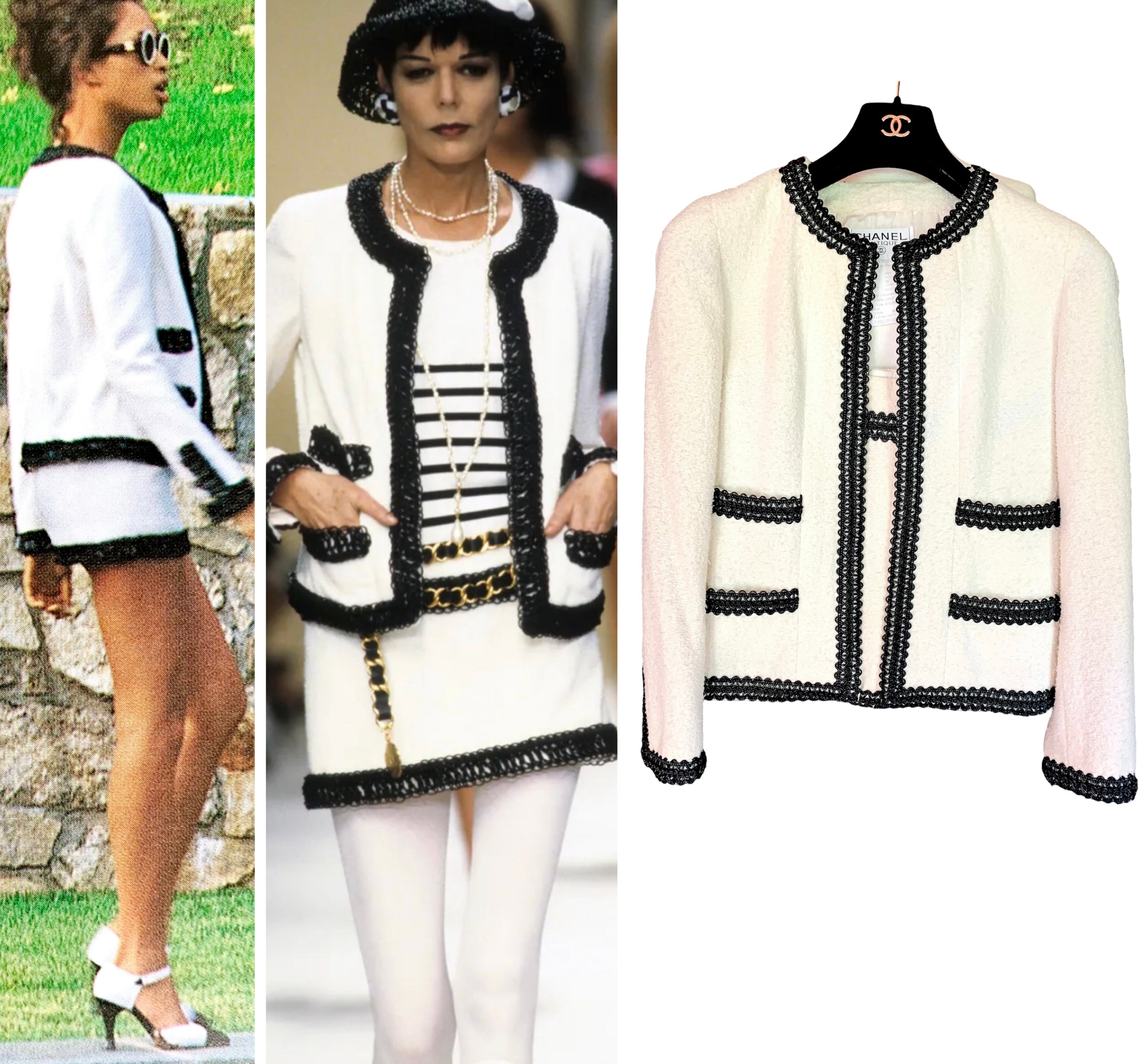 Vintage Chanel SS 1994 Runway Bouclé Tweed Vent Jacket & Skirt Set