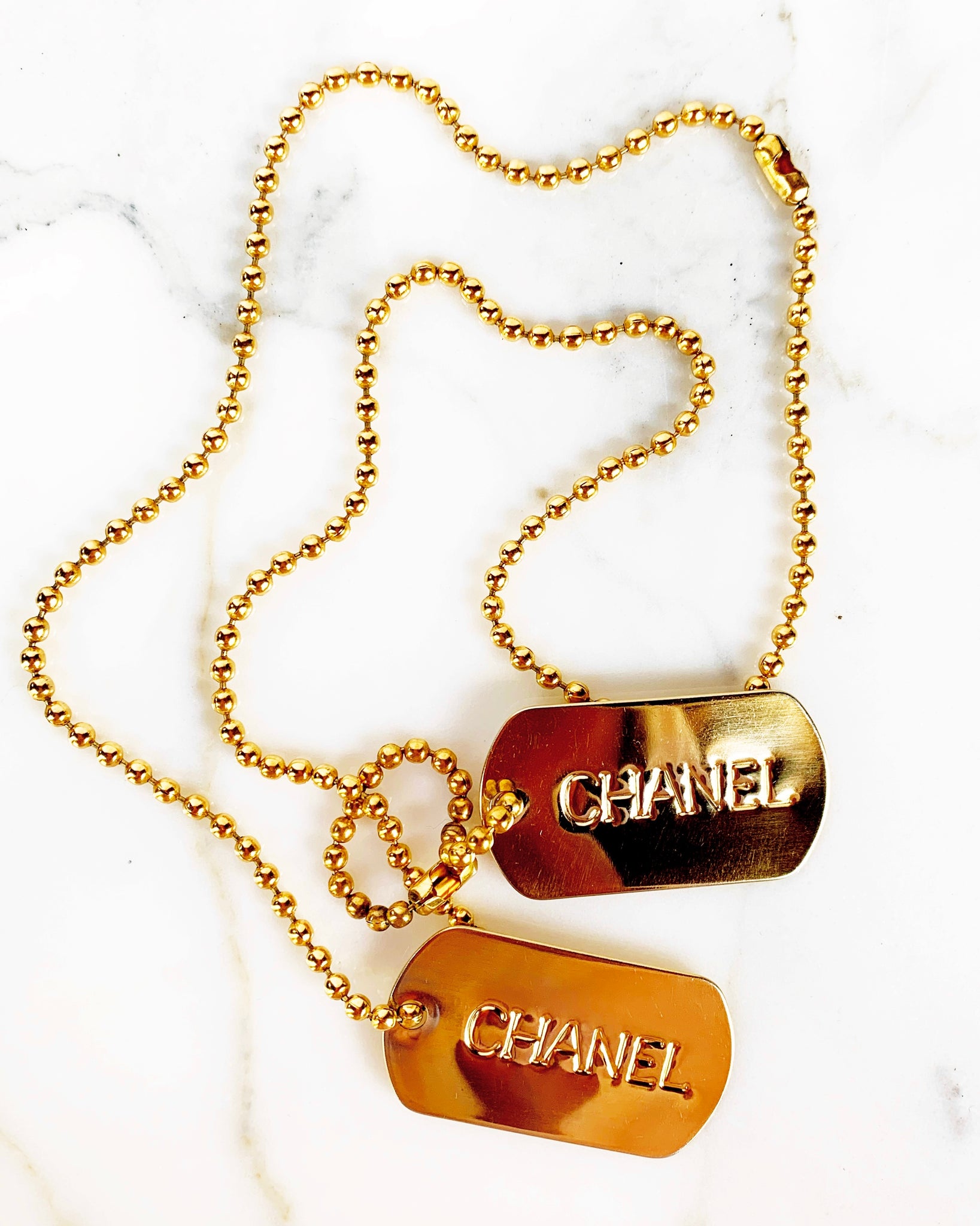 Gold Metal Dog Tag Necklace, 1993, Handbags & Accessories, The Chanel  Collection, 2022