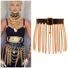 Load image into Gallery viewer, CHANEL ICONIC 1991 CHAIN FRINGE LEATHER SKIRT BELT FASHION HISTORY
