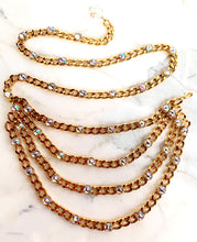 Load image into Gallery viewer, CHANEL ICONIC 4 LAYER HOLOGRAPHIC CRYSTAL CHAIN BELT NECKLACE 1992
