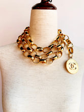 Load image into Gallery viewer, CHANEL MASSIVE LINK 1980s GOLDEN SUN LOGO CC MEDALLION CHAIN BELT NECKLACE
