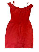 Load image into Gallery viewer, AZZEDINE ALAIA RED S/S 1992 VINTAGE OFF SHOULDER BODYCON DRESS
