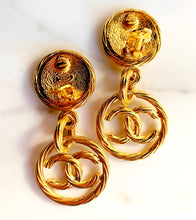 Load image into Gallery viewer, CHANEL MASSIVE DOUBLE LOGO ROPE HOOP EARRINGS 1993

