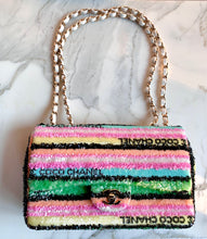Load image into Gallery viewer, CHANEL 2022 SUMMER LARGE MODEL BRIGHT PASTEL SEQUIN CROSSBODY BAG
