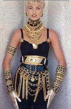 Load image into Gallery viewer, CHANEL ICONIC 1991 CHAIN FRINGE LEATHER SKIRT BELT FASHION HISTORY
