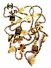 Load image into Gallery viewer, CHANEL EXTRA LONG LEATHER LACED 18 LUCKY CHARMS NECKLACE 1995
