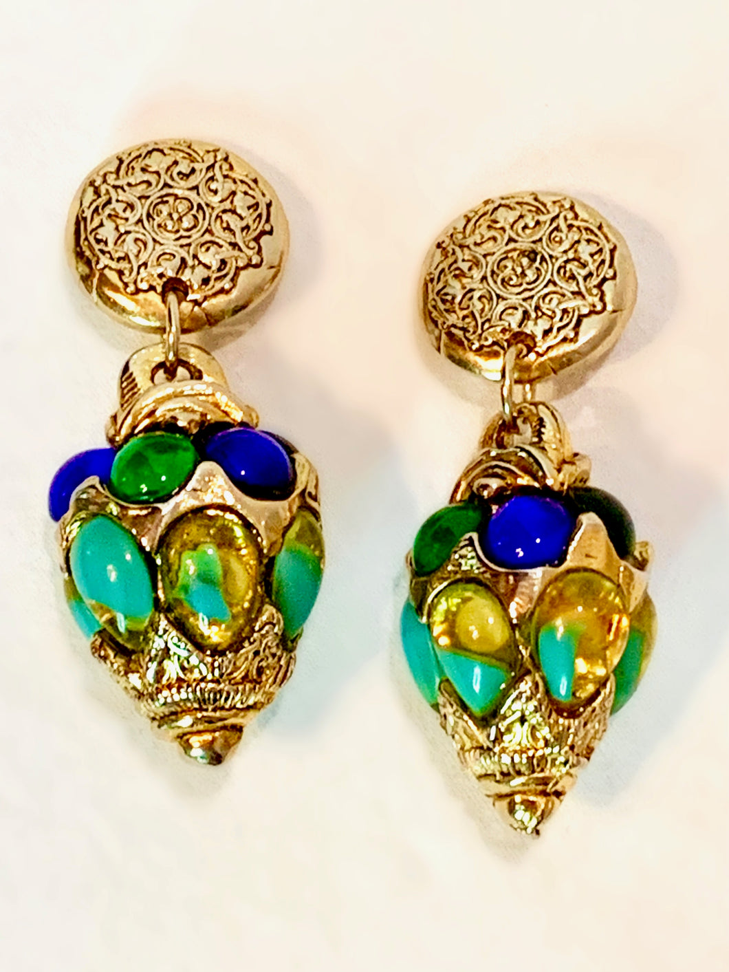 KALINGER PARIS COUTURE MASSIVE DANGLE VINTAGE 1980'S EARRINGS