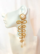 Load image into Gallery viewer, CHANEL BOW GRIPOIX PEARL XXL LONG DANGLE ROPE EARRING
