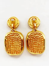 Load image into Gallery viewer, FRENCH DESIGNER 1980&#39;s MASSIVE COGNAC FAUX GEM EARRINGS  UNSIGNED
