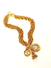 Load image into Gallery viewer, CHANEL RARE INTAGLIO CHARM 3 STRAND NECKLACE 1980s
