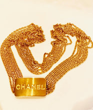 Load image into Gallery viewer, CHANEL LOGO BUCKLE 7 STRAND GILT CHAIN VINTAGE BELT
