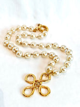 Load image into Gallery viewer, CHANEL RARE GRIPOIX GLASS PEARL NECKLACE WITH MASSIVE GILT CROSS 1993
