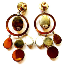 Load image into Gallery viewer, ZOE COSTE FRANCE 1980s VINTAGE CRYSTAL AND GLASS CABOCHON CHANDELIER EARRINGS
