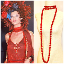 Load image into Gallery viewer, CHANEL RUNWAY GRIPOIX RED GLASS JUMBO BEADS 1992 VINTAGE XXL NECKLACE SAUOTOIR
