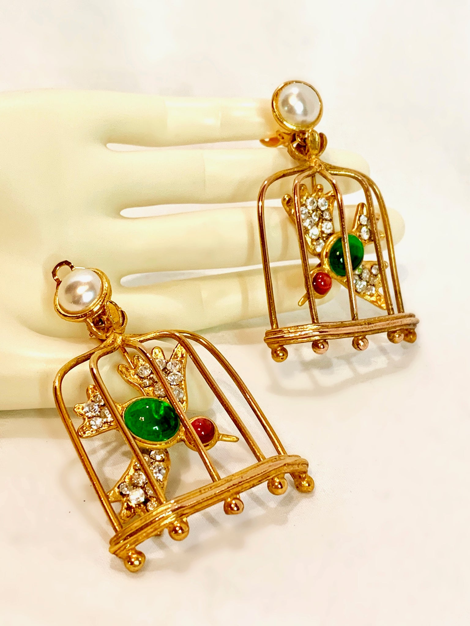 CHANEL ICONIC BIRD CAGE GRIPOIX GLASS BIRDS PEARL EARRINGS – The Paris  Mademoiselle