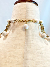 Load image into Gallery viewer, POGGI PARIS 1980&#39;S SPECTACULAR NECKLACE EARRING DEMI PARURE SET MATTE WHITE AND GOLD

