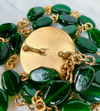 Load image into Gallery viewer, IMPORTANT CHANEL EMERALD GREEN GRIPOIX GLASS 3 STRAND 1982 NECKLACE
