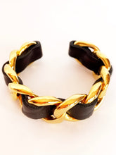 Load image into Gallery viewer, CHANEL LEATHER CHAIN CUFF BRACELET HIP HOP 1990&#39;s PRISTINE
