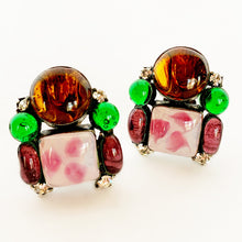 Load image into Gallery viewer, CHANEL GRIPOIX POURED GLASS MULTI COLOURED EARRINGS SPECTACULAR 93
