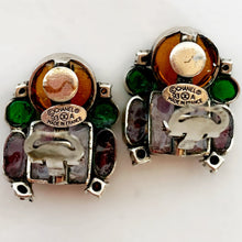 Load image into Gallery viewer, CHANEL GRIPOIX POURED GLASS MULTI COLOURED EARRINGS SPECTACULAR 93
