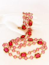 Load image into Gallery viewer, CHANEL ORIGINAL CHICKLET HOT PINK CRYSTAL VINTAGE 1981 LONG SAUTOIR
