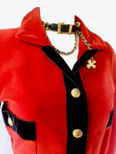 Load image into Gallery viewer, CHANEL ICONIC SUPERMODEL RUNWAY RED VELVET JACKET 1990 AUTUMN WINTER
