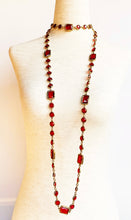 Load image into Gallery viewer, CHANEL ORIGINAL CHICKLET RARE RED CRYSTAL VINTAGE 1981 LONG SAUTOIR
