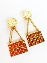 Load image into Gallery viewer, CHANEL ICONIC QUILTED HANDBAG VINTAGE EARRING

