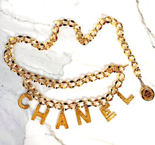 Load image into Gallery viewer, CHANEL C-H-A-N-E-L CHARMS GILT CHAIN BELT
