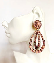 Load image into Gallery viewer, FRANCOISE MONTAGUE XXL LOLITA VINTAGE GRIPOIX ANGEL SKIN PINK GLASS CRYSTAL EARRINGS
