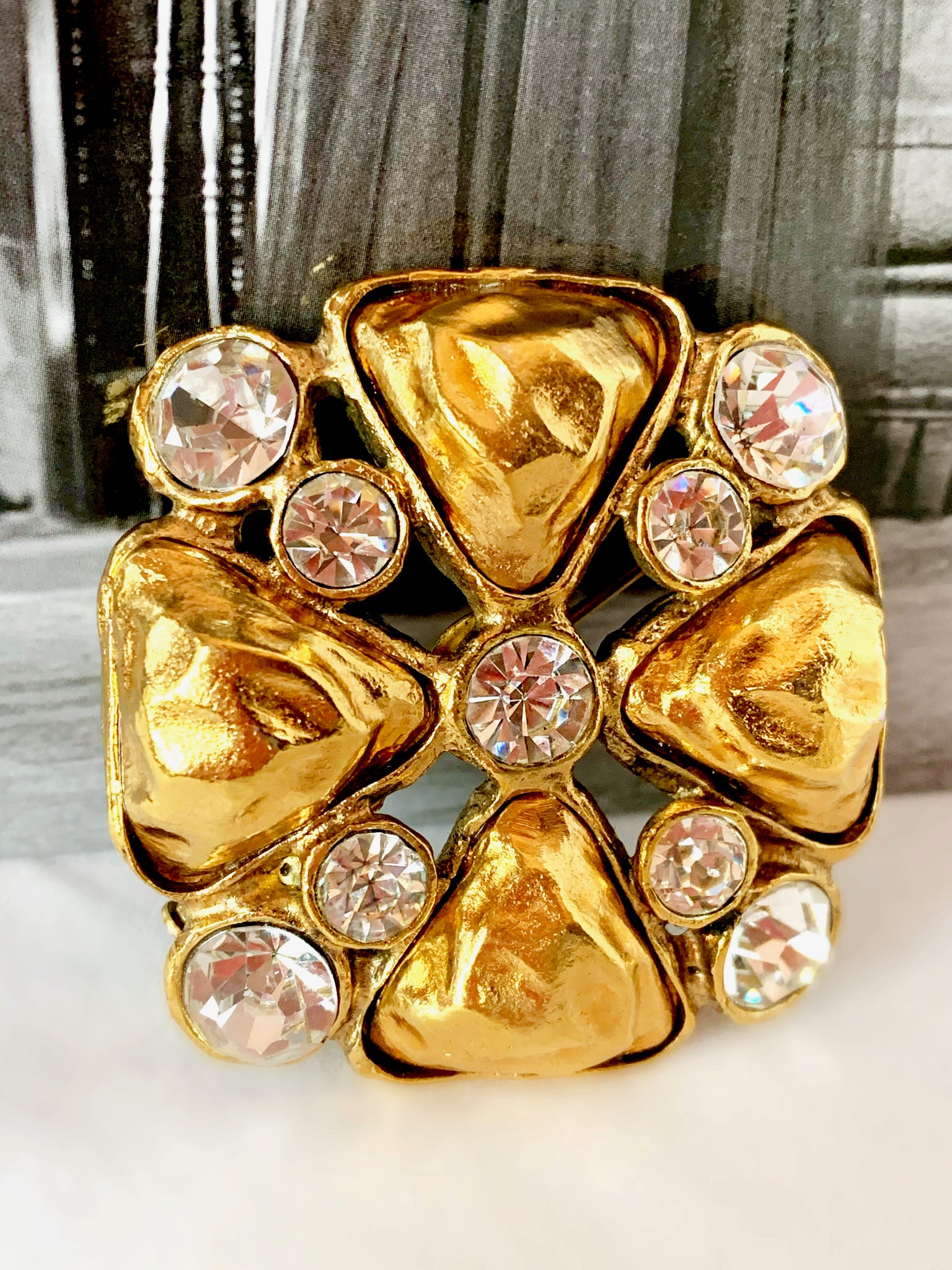 Chanel Gold CC Gemstone Cuff Bangle Bracelet