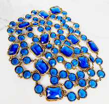 Load image into Gallery viewer, CHANEL ORIGINAL CHICKLET RARE SAPPHIRE BLUE CRYSTAL VINTAGE 1981 LONG SAUTOIR
