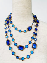 Load image into Gallery viewer, CHANEL ORIGINAL CHICKLET RARE SAPPHIRE BLUE CRYSTAL VINTAGE 1981 LONG SAUTOIR
