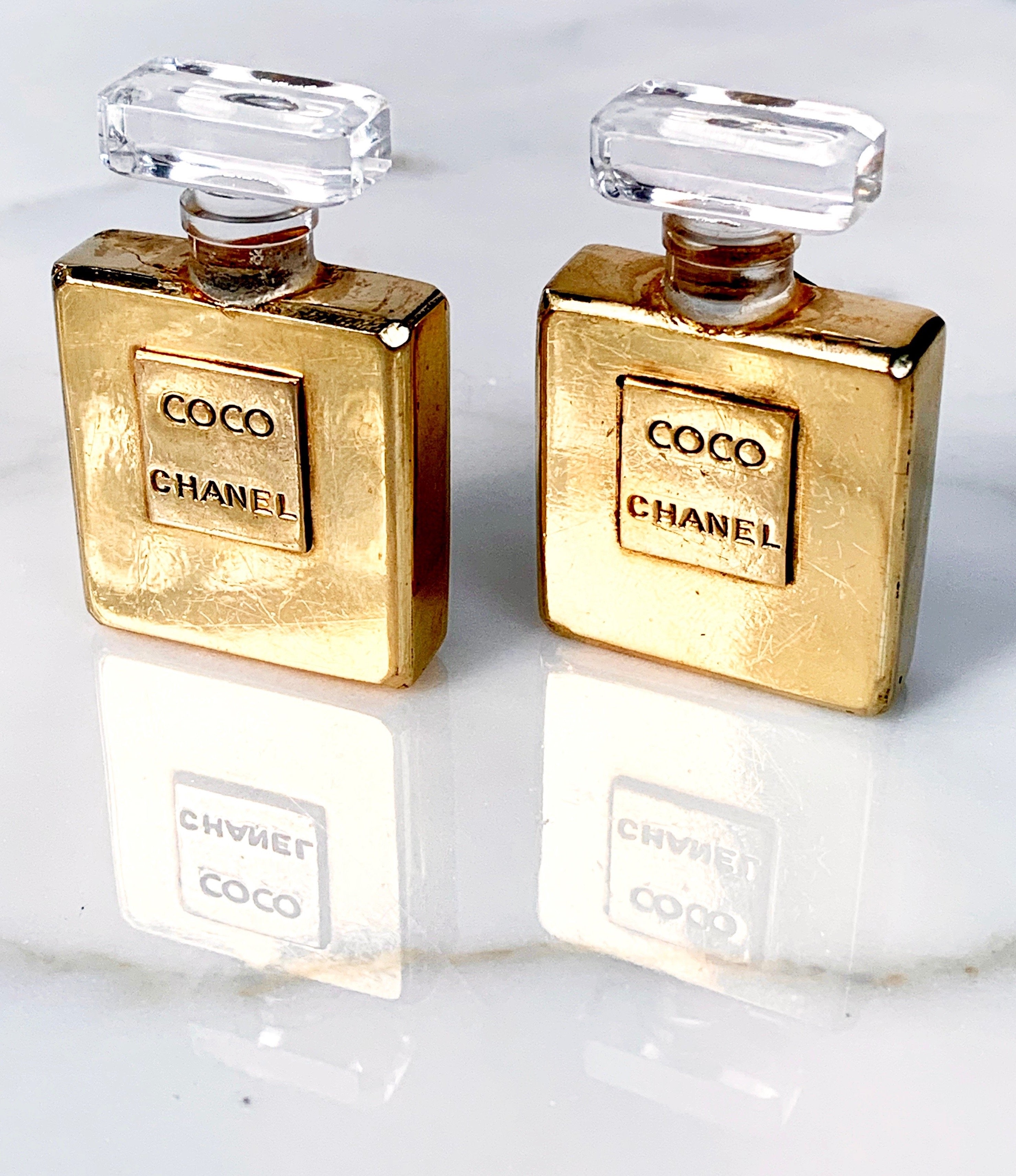Chanel Vintage 80s Giant Coco Chanel Gold and Resin Perfume Bottle