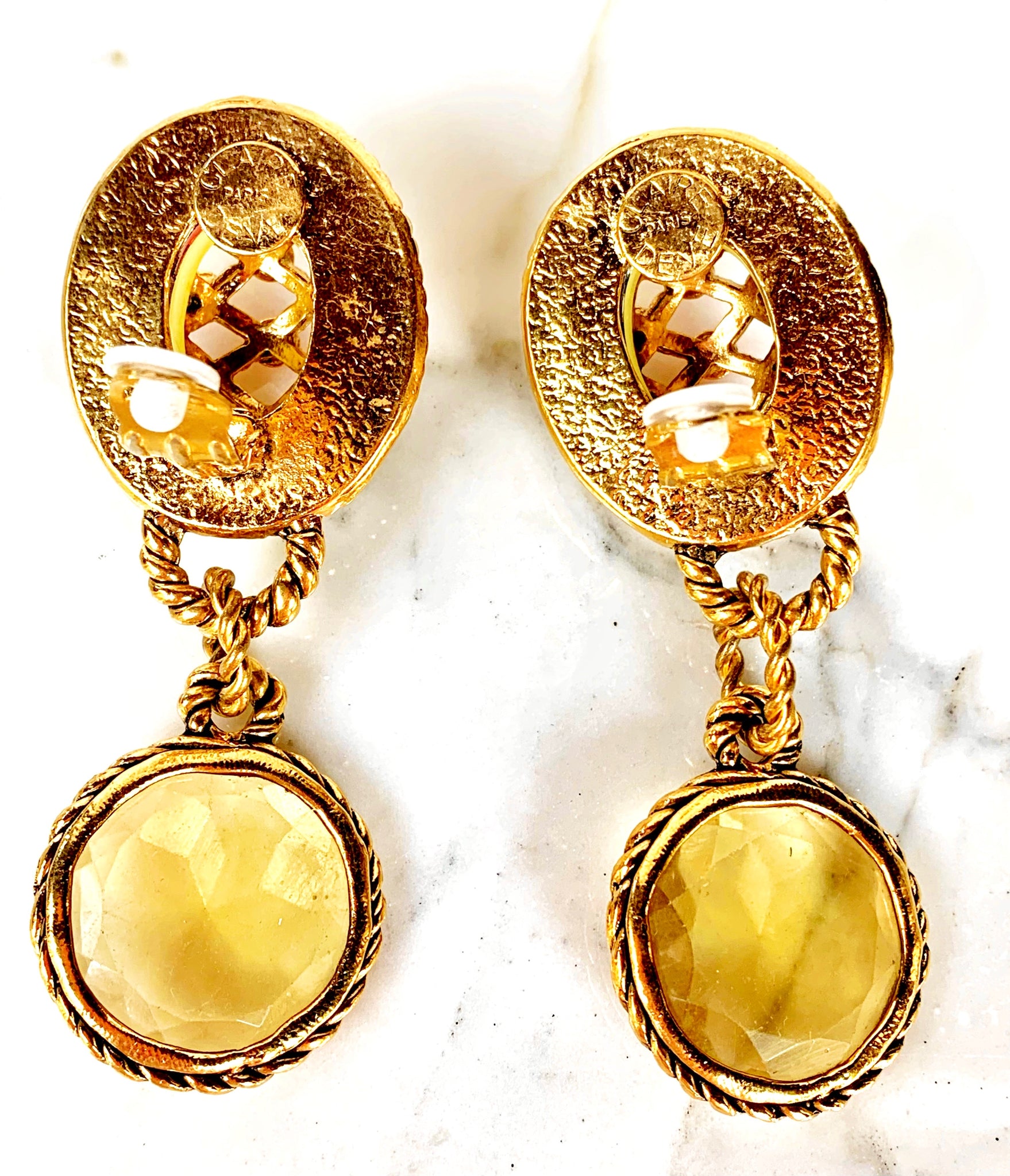 CLAIRE DEVE PARIS SPECTACULAR FRENCH 1980s CRYSTAL DROP EARRINGS