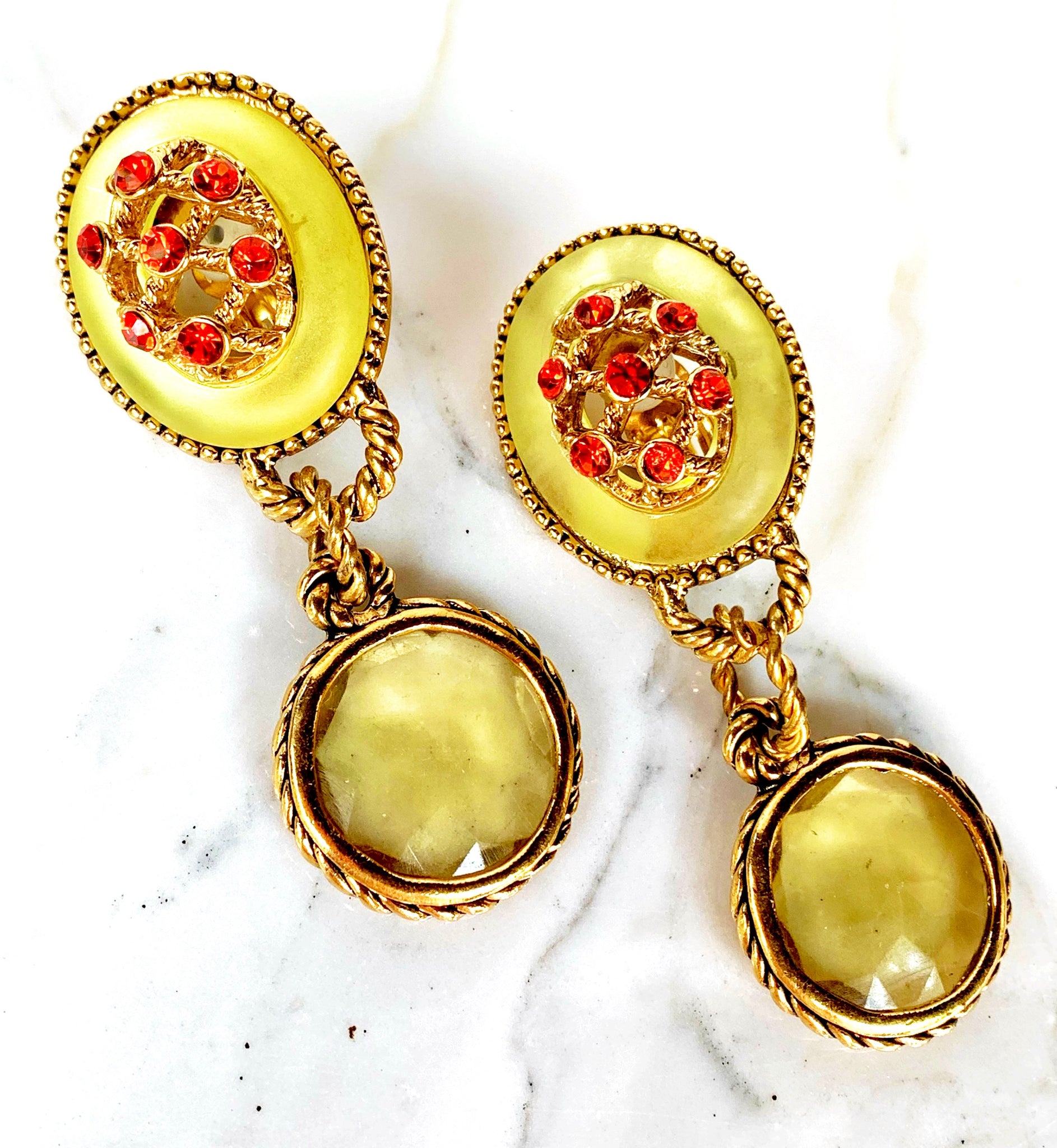 CLAIRE DEVE PARIS SPECTACULAR FRENCH 1980s CRYSTAL DROP EARRINGS