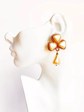 Load image into Gallery viewer, CHANEL TREFOIL BAROQUE GRIPOIX GLASS PEARL DANGLE EARRING
