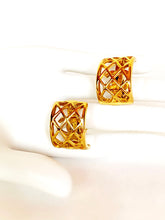 Load image into Gallery viewer, CHANEL QUILTED CAGE CC LOGO HOOP VINTAGE EARRINGS
