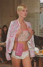 Load image into Gallery viewer, CHANEL LESAGE PINK FANTASY TWEED 2003 CRUISE RUFFLE GROSGRAIN JACKET
