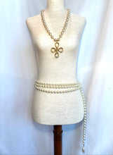 Load image into Gallery viewer, CHANEL RARE GRIPOIX GLASS PEARL NECKLACE WITH MASSIVE GILT CROSS 1993
