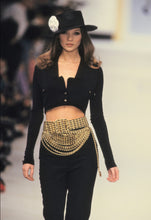 Load image into Gallery viewer, CHANEL ICONIC 15 LAYER DRAPED GILT AND LEATHER LACED BELT NECKLACE 1993
