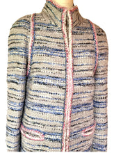Load image into Gallery viewer, CHANEL LUXURIOUS LESAGE SWEATER KNIT SILK LINED METALLIC TRIM JACKET
