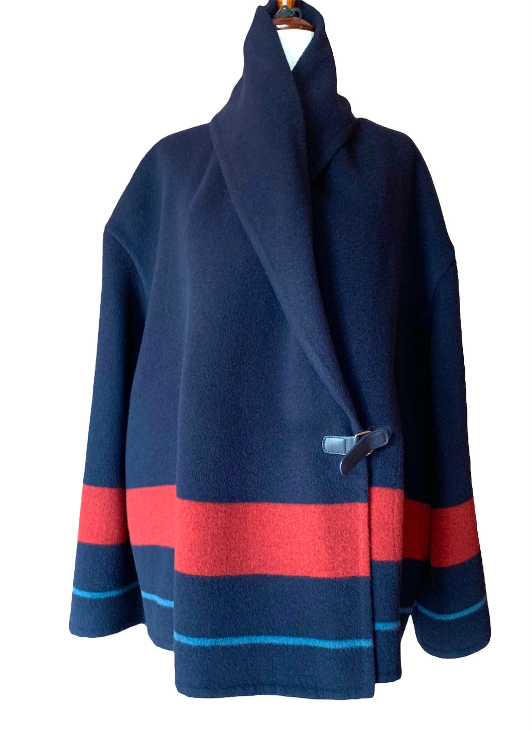 HERMÈS LUXURIOUS NEW NAVY RED BABY BLUE CASHMERE JACKET COAT $5900
