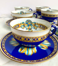 Load image into Gallery viewer, SET/6 HERMES COCARDE DE SOIE TEA COFFEE BREAKFAST CUP SAUCER SET 80s LIMOGES NEW

