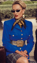 Load image into Gallery viewer, CHANEL RARE COBALT ELECTRIC BLUE MILITARY GRIPOIX JACKET 1996 AUTUMN WINTER

