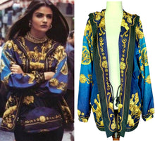 Load image into Gallery viewer, HERMÈS 1991 COSMOS SILK TWILL RUNWAY VINTAGE SCARF BOMBER PARKA HOODED JACKET
